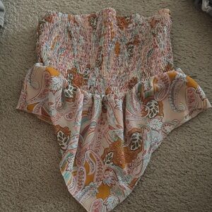 SHEIN Multicolor Paisley Smocked Tank Top